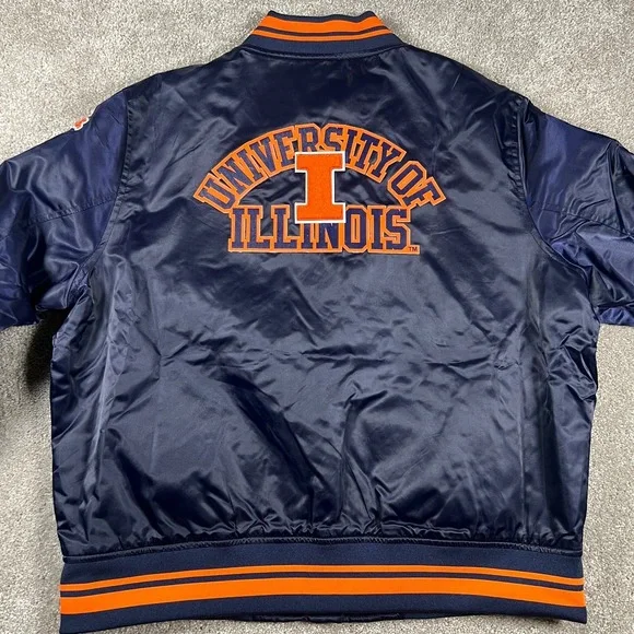 Pro Standard Womens Medium Navy Blue University Of Illinois Varsity Jacket NWT - Picture 2 of 8